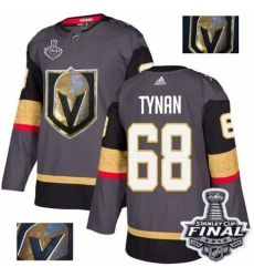 Men's Adidas Vegas Golden Knights #68 T.J. Tynan Authentic Gray Fashion Gold 2018 Stanley Cup Final NHL Jersey