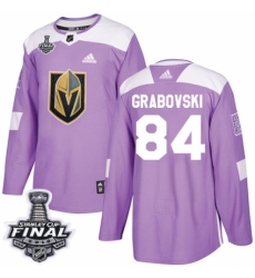 Men's Adidas Vegas Golden Knights #84 Mikhail Grabovski Authentic Purple Fights Cancer Practice 2018 Stanley Cup Final NHL Jersey
