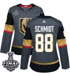 Women's Adidas Vegas Golden Knights #88 Nate Schmidt Authentic Gray Home 2018 Stanley Cup Final NHL Jersey