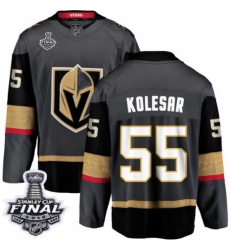 Men's Vegas Golden Knights #55 Keegan Kolesar Authentic Black Home Fanatics Branded Breakaway 2018 Stanley Cup Final NHL Jersey