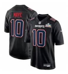 Men's New England Patriots #10 Drake Maye Black Nike Super Bowl LX Carbon Fashion Game Jersey