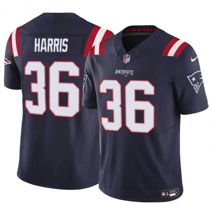 Men's New England Patriots #36 Kevin Harris Navy 2023 F.U.S.E. Vapor Limited Football Stitched Jersey