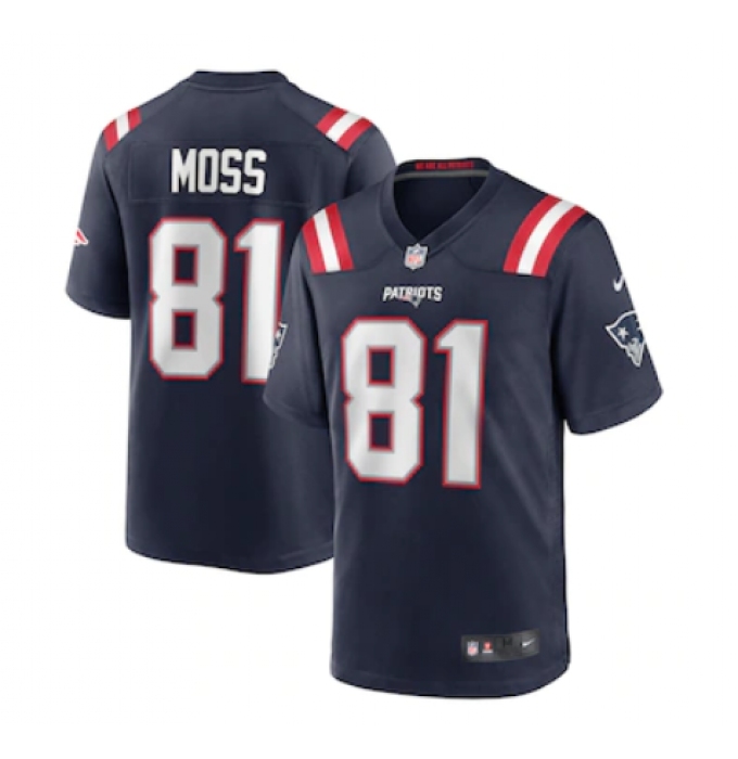 Men's New England Patriots #81 Randy Moss Blue Limited Stitched Jersey