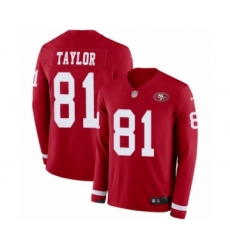 Men's Nike San Francisco 49ers #81 Trent Taylor Limited Red Therma Long Sleeve NFL Jersey