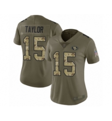 Women's San Francisco 49ers #15 Trent Taylor Limited Olive Camo 2017 Salute to Service Football Jersey