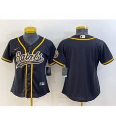Women's New Orleans Saints Blank Black With Patch Cool Base Stitched Baseball Jersey