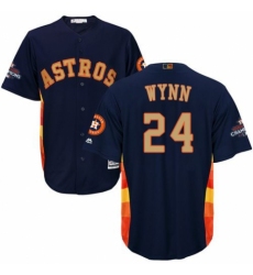 Youth Majestic Houston Astros #24 Jimmy Wynn Authentic Navy Blue Alternate 2018 Gold Program Cool Base MLB Jersey