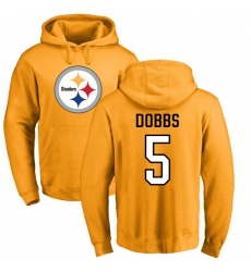 NFL Nike Pittsburgh Steelers #5 Joshua Dobbs Gold Name & Number Logo Pullover Hoodie