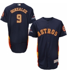 Men's Majestic Houston Astros #9 Marwin Gonzalez Navy Blue Alternate 2018 Gold Program Flex Base Authentic Collection MLB Jersey