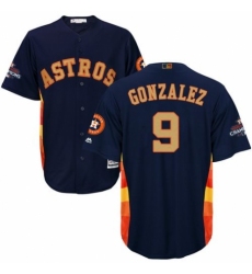 Youth Majestic Houston Astros #9 Marwin Gonzalez Authentic Navy Blue Alternate 2018 Gold Program Cool Base MLB Jersey