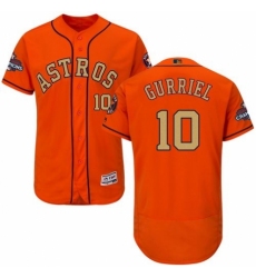 Men's Majestic Houston Astros #10 Yuli Gurriel Orange Alternate 2018 Gold Program Flex Base Authentic Collection MLB Jersey