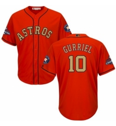 Youth Majestic Houston Astros #10 Yuli Gurriel Authentic Orange Alternate 2018 Gold Program Cool Base MLB Jersey