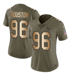 Women's Nike Houston Texans #96 Kendall Langford Limited Olive/Gold 2017 Salute to Service NFL Jersey