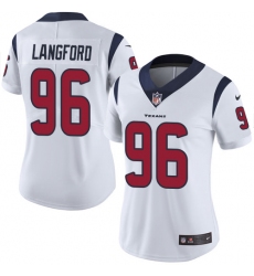 Women's Nike Houston Texans #96 Kendall Langford White Vapor Untouchable Limited Player NFL Jersey