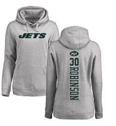 NFL Women's Nike New York Jets #30 Rashard Robinson Ash Backer Pullover Hoodie