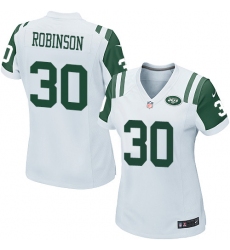 Women Nike New York Jets #30 Rashard Robinson Game White NFL Jersey