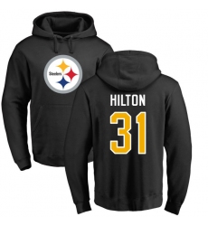 NFL Nike Pittsburgh Steelers #31 Mike Hilton Black Name & Number Logo Pullover Hoodie