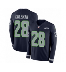 Youth Nike Seattle Seahawks #28 Justin Coleman Limited Navy Blue Therma Long Sleeve NFL Jersey