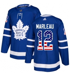 Men's Adidas Toronto Maple Leafs #12 Patrick Marleau Authentic Royal Blue USA Flag Fashion NHL Jersey