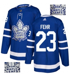 Men's Adidas Toronto Maple Leafs #23 Eric Fehr Authentic Royal Blue Fashion Gold NHL Jersey