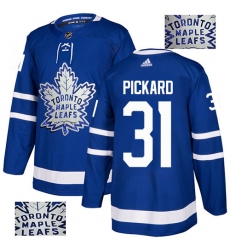 Men's Adidas Toronto Maple Leafs #31 Calvin Pickard Authentic Royal Blue Fashion Gold NHL Jersey