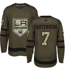 Youth Adidas Los Angeles Kings #7 Oscar Fantenberg Authentic Green Salute to Service NHL Jersey