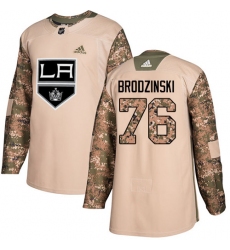 Men's Adidas Los Angeles Kings #76 Jonny Brodzinski Authentic Camo Veterans Day Practice NHL Jersey