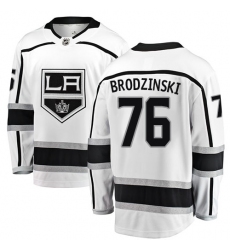 Men's Los Angeles Kings #76 Jonny Brodzinski Authentic White Away Fanatics Branded Breakaway NHL Jersey