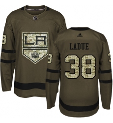 Men's Adidas Los Angeles Kings #38 Paul LaDue Authentic Green Salute to Service NHL Jersey