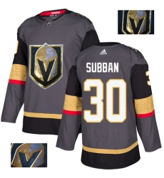 Men's Adidas Vegas Golden Knights #30 Malcolm Subban Authentic Gray Fashion Gold NHL Jersey