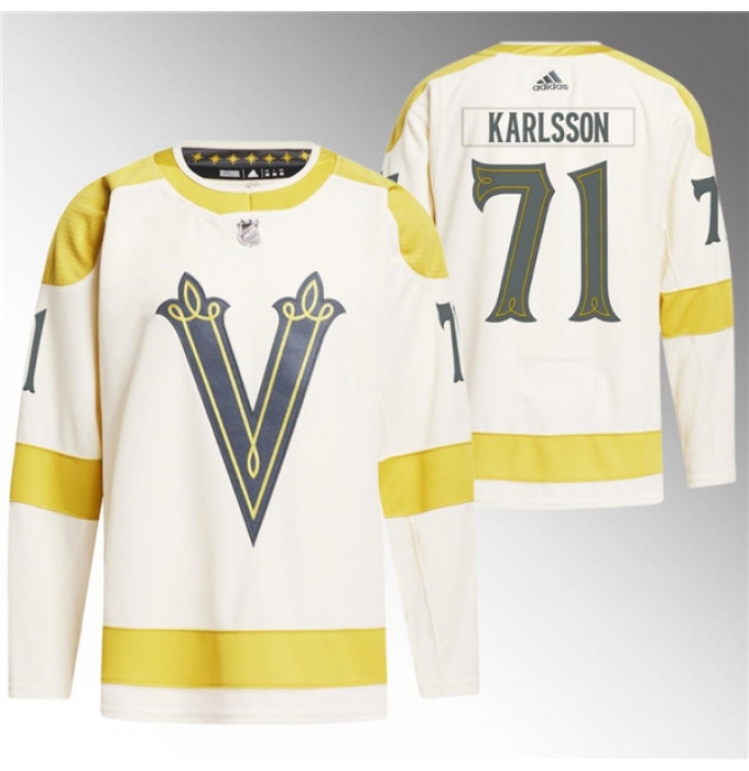 Men's Vegas Golden Knights #71 William Karlsson Cream 2024 Winter Classic Primegreen Stitched Jersey