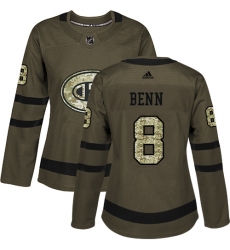 Women's Adidas Montreal Canadiens #8 Jordie Benn Authentic Green Salute to Service NHL Jersey