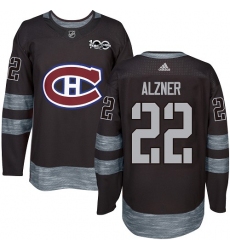 Men's Adidas Montreal Canadiens #22 Karl Alzner Authentic Black 1917-2017 100th Anniversary NHL Jersey