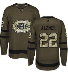 Men's Adidas Montreal Canadiens #22 Karl Alzner Authentic Green Salute to Service NHL Jersey