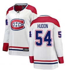 Women's Montreal Canadiens #54 Charles Hudon Authentic White Away Fanatics Branded Breakaway NHL Jersey