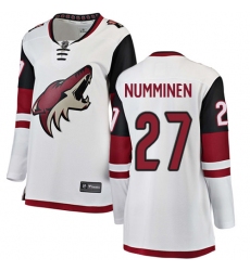 Women's Arizona Coyotes #27 Teppo Numminen Authentic White Away Fanatics Branded Breakaway NHL Jersey