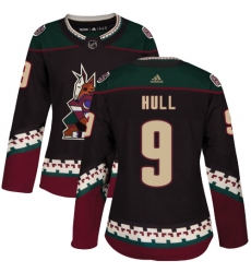 Women's Adidas Arizona Coyotes #9 Bobby Hull Authentic Black Alternate NHL Jersey