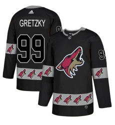 Men's Adidas Arizona Coyotes #99 Wayne Gretzky Authentic Black Team Logo Fashion NHL Jersey