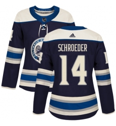 Women's Adidas Columbus Blue Jackets #14 Jordan Schroeder Authentic Navy Blue Alternate NHL Jersey