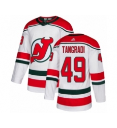 Men's Adidas New Jersey Devils #49 Eric Tangradi Premier White Alternate NHL Jersey