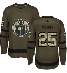 Men's Adidas Edmonton Oilers #25 Darnell Nurse Authentic Green Salute to Service NHL Jersey