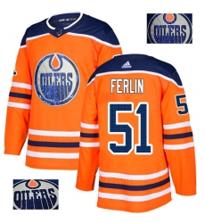 Men's Adidas Edmonton Oilers #51 Brian Ferlin Authentic Orange Fashion Gold NHL Jersey