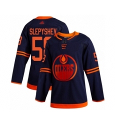 Youth Edmonton Oilers #58 Anton Slepyshev Authentic Navy Blue Alternate Hockey Jersey