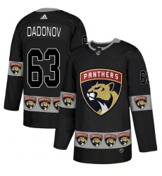 Men's Adidas Florida Panthers #63 Evgenii Dadonov Authentic Black Team Logo Fashion NHL Jersey