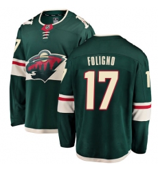Men's Minnesota Wild #17 Marcus Foligno Authentic Green Home Fanatics Branded Breakaway NHL Jersey