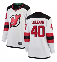 Women's New Jersey Devils #40 Blake Coleman Fanatics Branded White Away Breakaway NHL Jersey