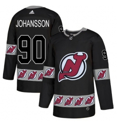 Men's Adidas New Jersey Devils #90 Marcus Johansson Authentic Black Team Logo Fashion NHL Jersey