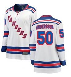 Women's New York Rangers #50 Lias Andersson Fanatics Branded White Away Breakaway NHL Jersey