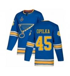 Men's St. Louis Blues #45 Luke Opilka Authentic Navy Blue Alternate 2019 Stanley Cup Final Bound Hockey Jersey