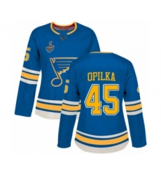 Women's St. Louis Blues #45 Luke Opilka Authentic Navy Blue Alternate 2019 Stanley Cup Final Bound Hockey Jersey